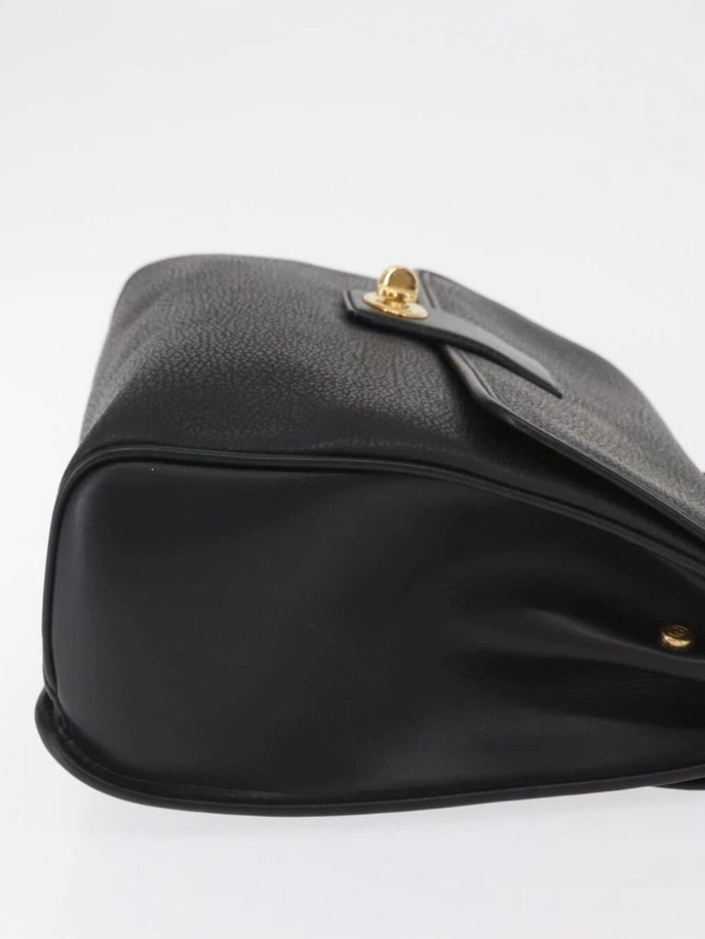 GUCCI Hand Bag Leather Gold Black Auth - Picture 5 of 16